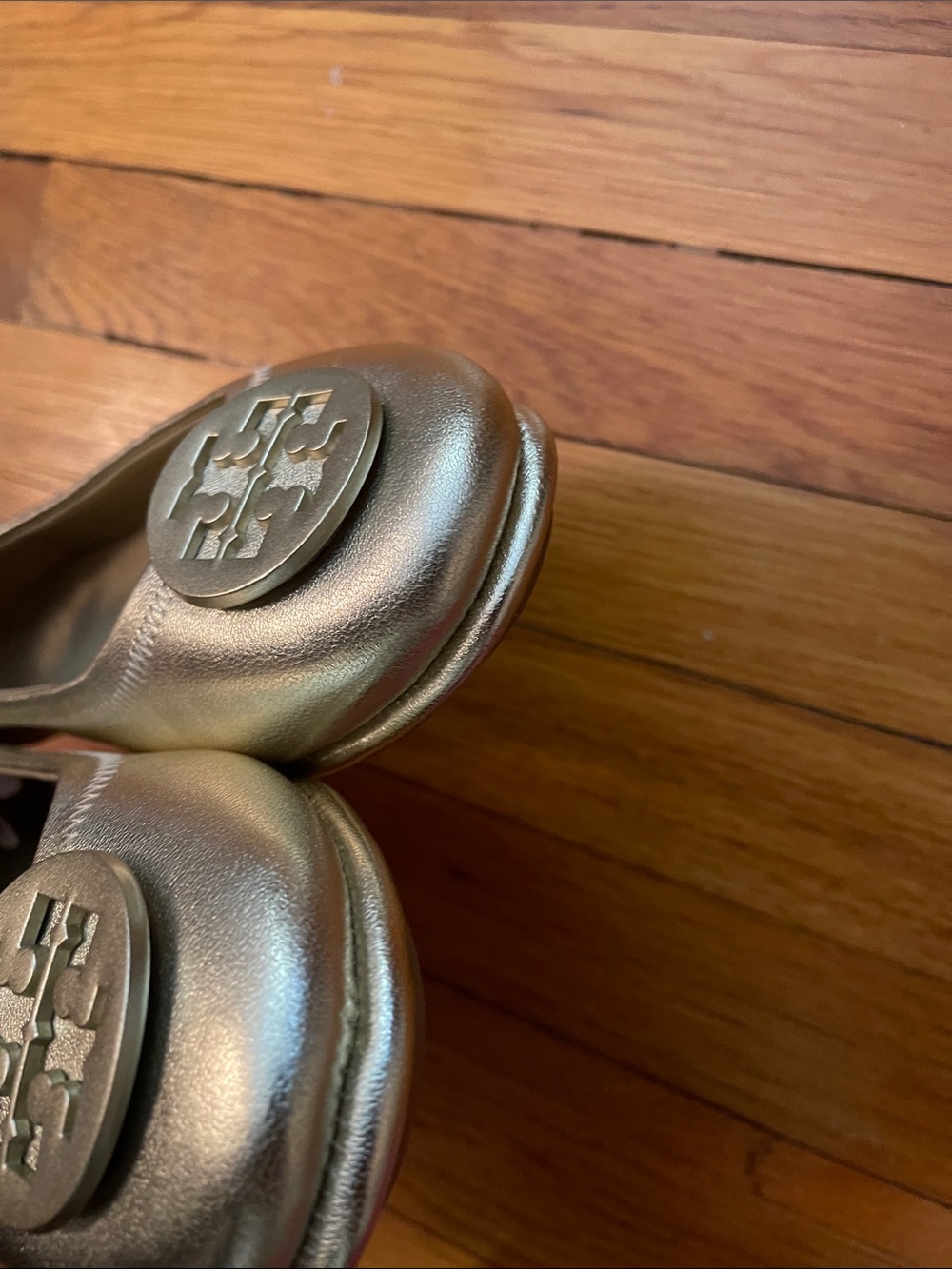 Tory Burch Metallic Gold Reva Ballet Flats - Picture 14 of 14